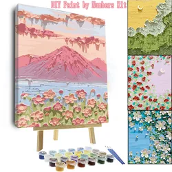 By Numbers Oil Painting Kit: Flower Hand-Colored Safe Acrylic Paint Decorative Painting 30cm-40cm Inner Frame + Paint Brush Hook