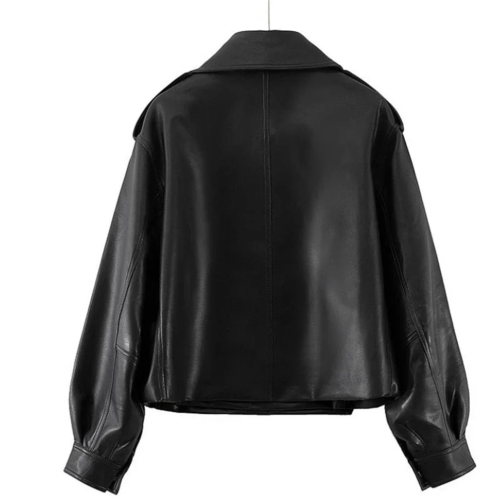 Giacca da motociclista in ecopelle da donna Cappotto bianco rosso Colletto couverture Giacche da moto in PU Capispalla streetwear allentato Primavera Novità