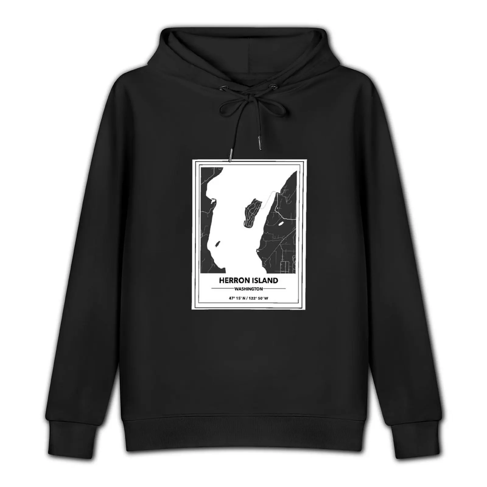 Herron Island Washington Map Pullover Hoodie autumn clothes men wear korean style clothes hoody