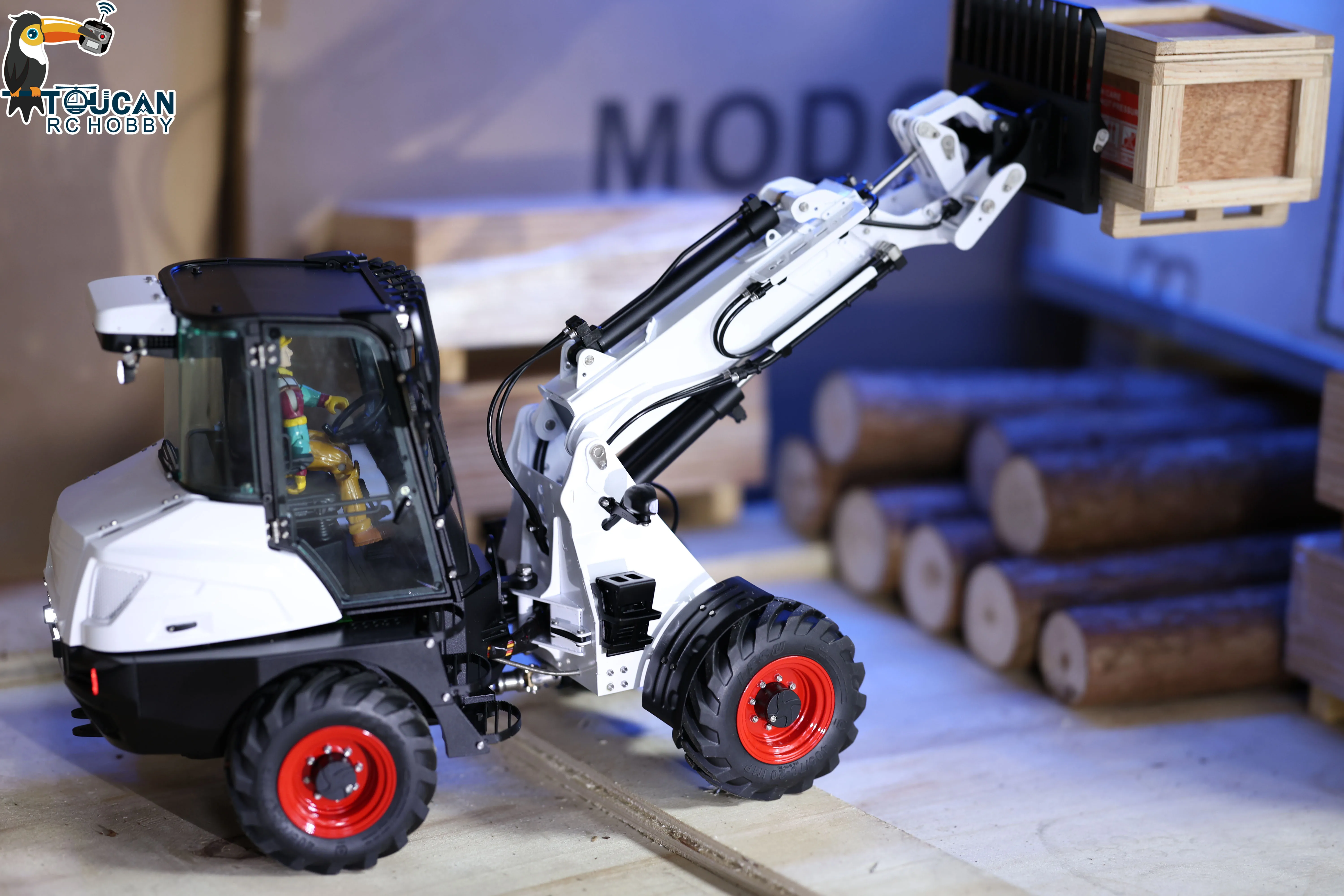 LESU AT1050 Maßgeschneiderter RC-Lader 1/14 hydraulischer Metallgabellader Teleskoparm LKW Licht Sound Funksteuerung Automodell Spielzeug