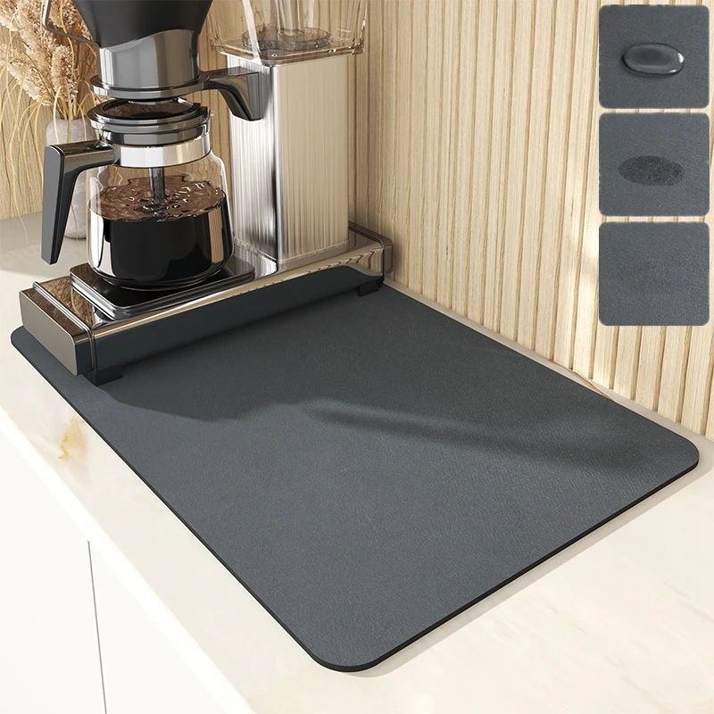 

Super Absorbent Anti-slip Coffee Dish Large Kitchen Absorbent Draining Mat Drying Mat Quick Dry Bathroom Drain Pad Kitchen Tool