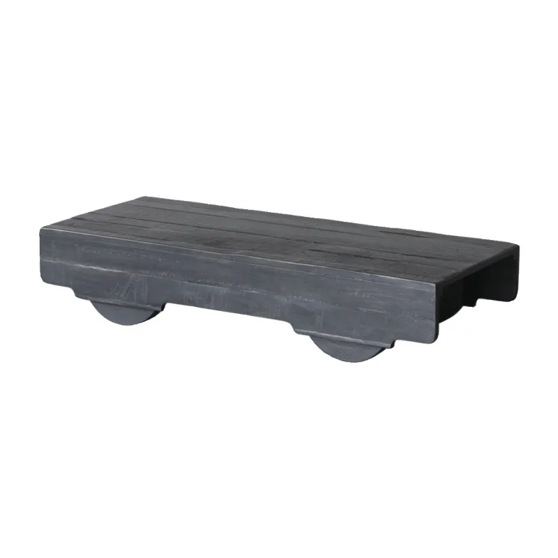 

Japanese antique black old wooden long coffee table, homestay old wooden low coffee table