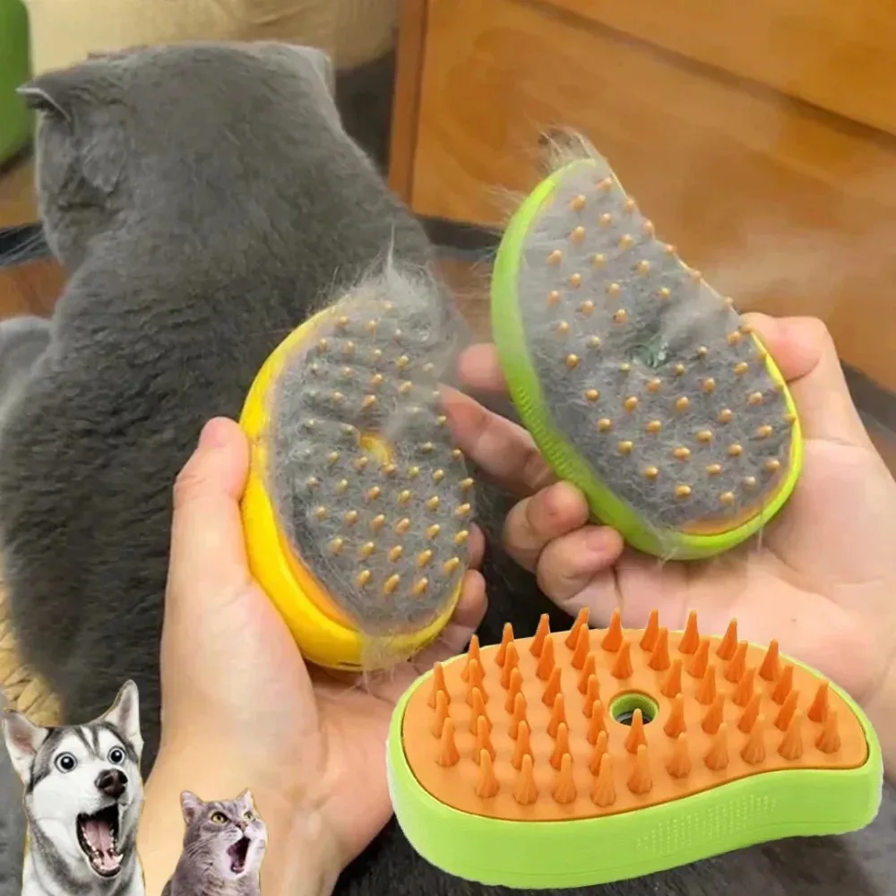 Electric 3‑in‑1 Pet Grooming Brush Steam Spray Comb for Dogs Cats Shedding Hair Removal Massage Care Tool