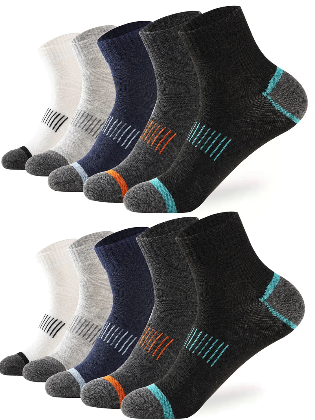 20 Paar Herren-Baumwollsocken-Set in großen Größen 38-45 – Lässige, atmungsaktive Sport- und Wintersocken in Schwarz – Bequeme, hochwertige gepolsterte Crew-Socken