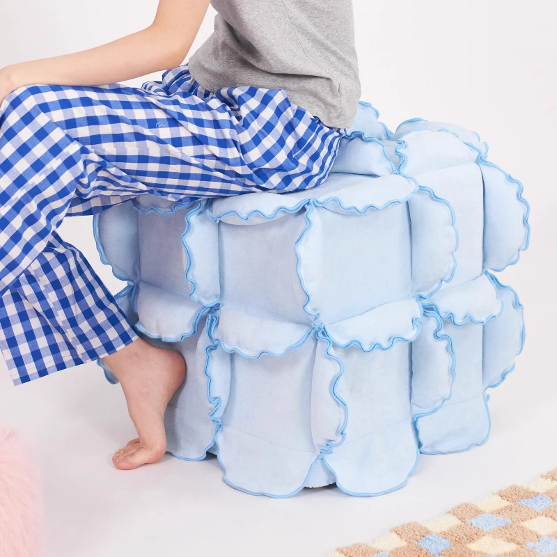 

Dopamine flower petals ins wind cute removable and washable original square stool low stool sofa low stool