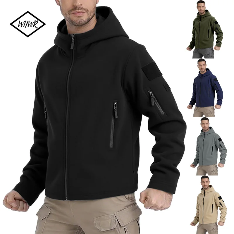 

2025 Mens Fleece Jacket Full Zip Tactical Hoodies Winter Coats Windproof Hoodies Warm Hunting Polar Fleece Outdoor Jackets Men