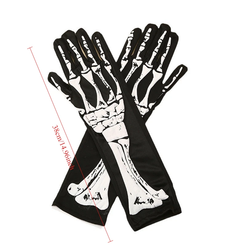 Party Props Ladies Dress Up Gloves Costume Props Halloween Skull Print Gloves Skeleton Foam Gloves