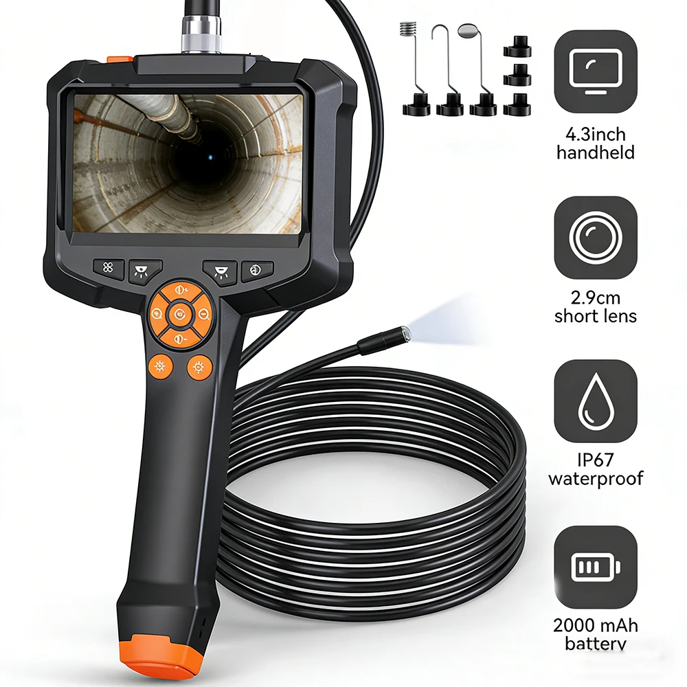 

INSKAM 4,3 "HD камера для осмотра труб гибкий бороскоп с 8 светодиодами эндоскопическая камера 2000 мАч IP67 водонепроницаемая для ремонта автомобилей