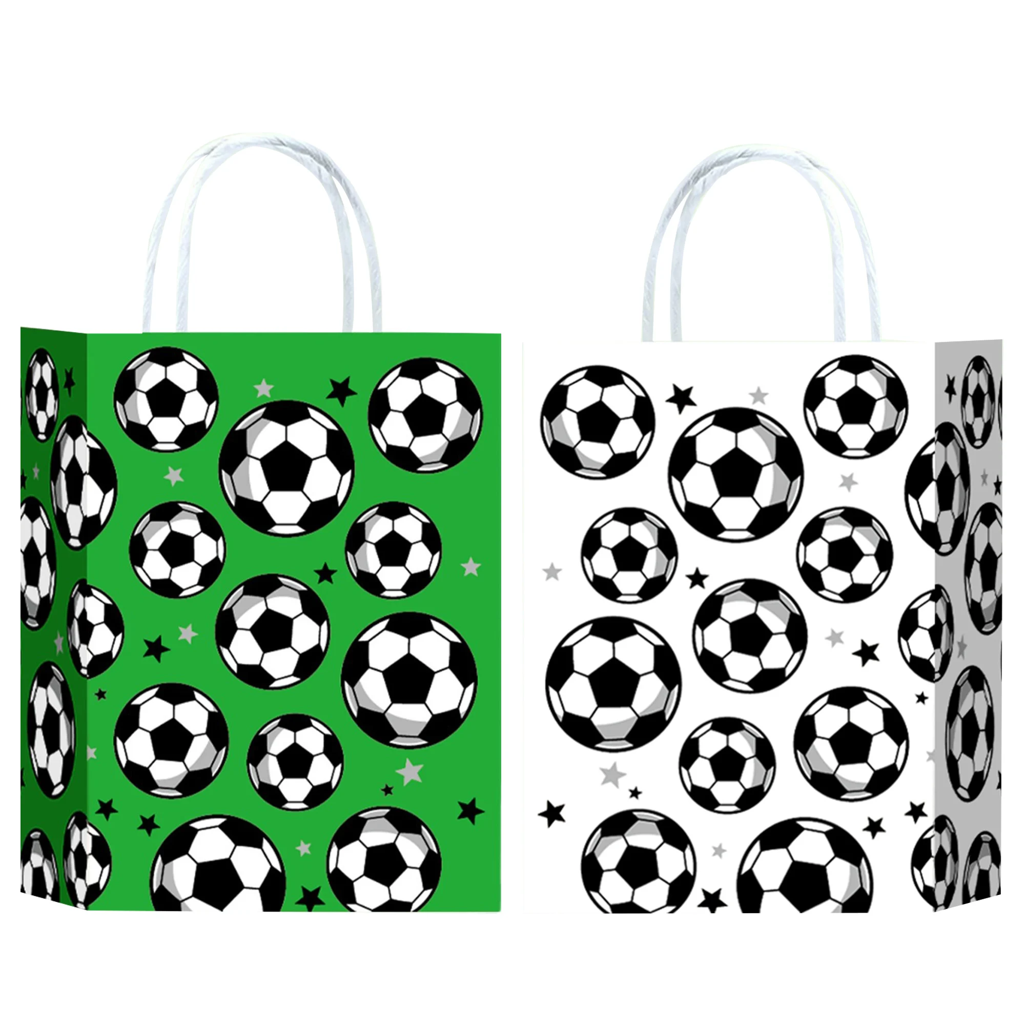 Bolsa de regalo de papel de fútbol con asa, decoración de cumpleaños de fútbol para cumpleaños, suministros de bolsas de papel para el día del fútbol, 10/20/30/40/50 Uds.