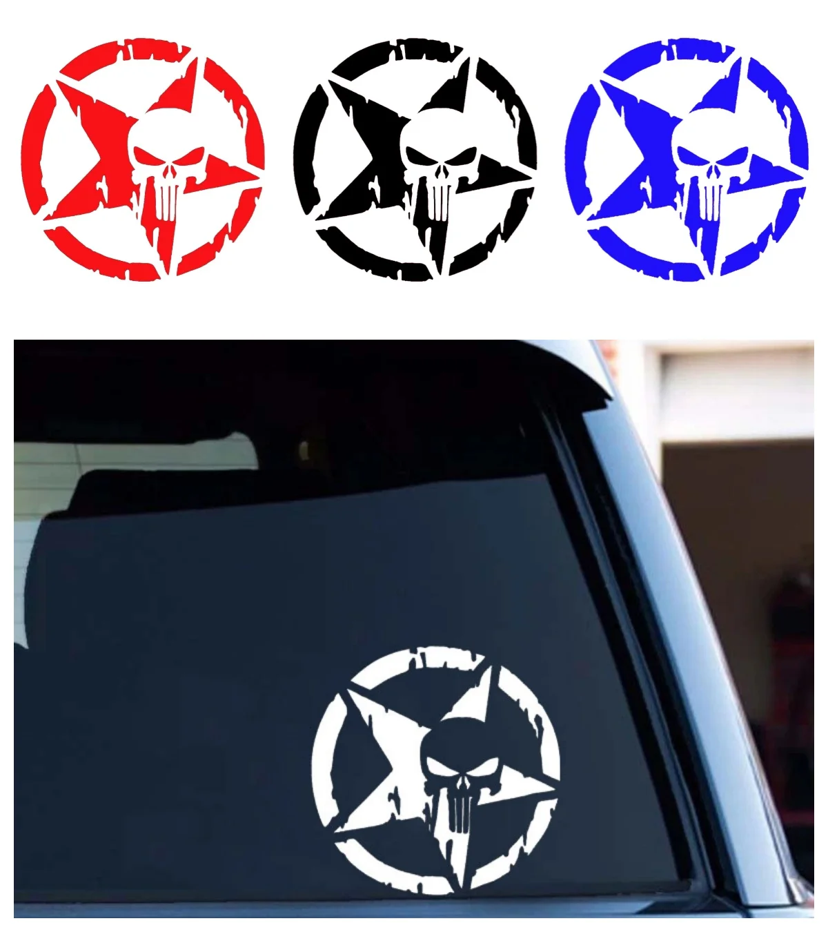

Punisher Logo Sticker Decal Car Van Bike Window Bumper Vinyl Red Window Sticker Tuning Laptop Trunk Accessories