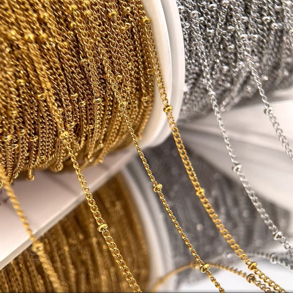 

2M/Lot Stainless Steel Side Spiral Link Chain Beads Chains Jewelry Making DIY Necklace Bracelets Accessories Ball Chain No Fade