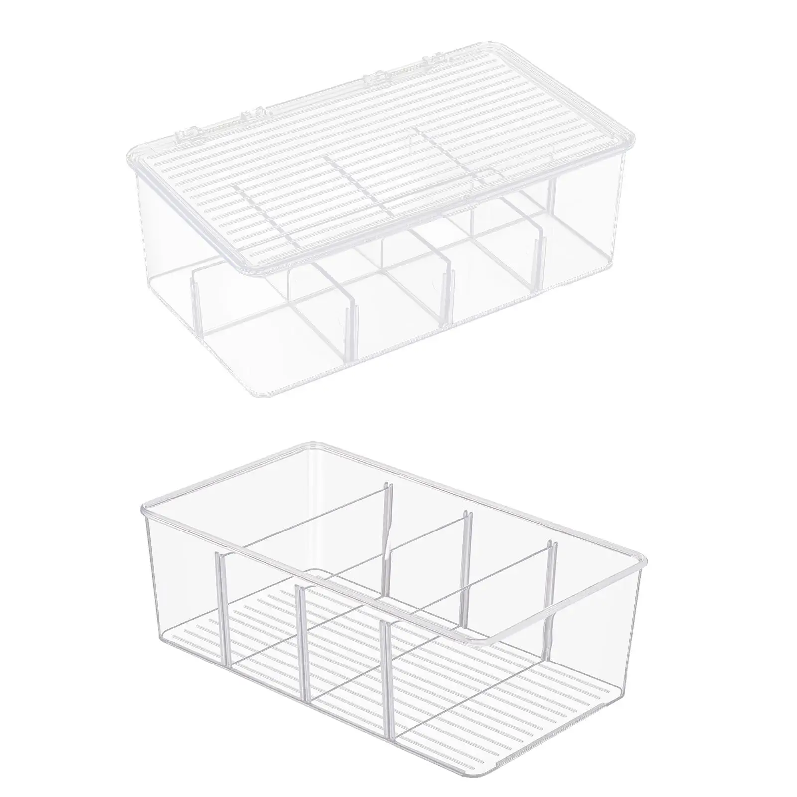 Clear Tea Storage Container with 4 Sections for Drawer Organization