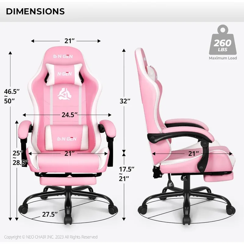 Videogamestoel Met Hoge Rugleuning Ergonomisch Comfortabel Computerbureau Op Kantoor Met In Hoogte Verstelbare Lendensteun