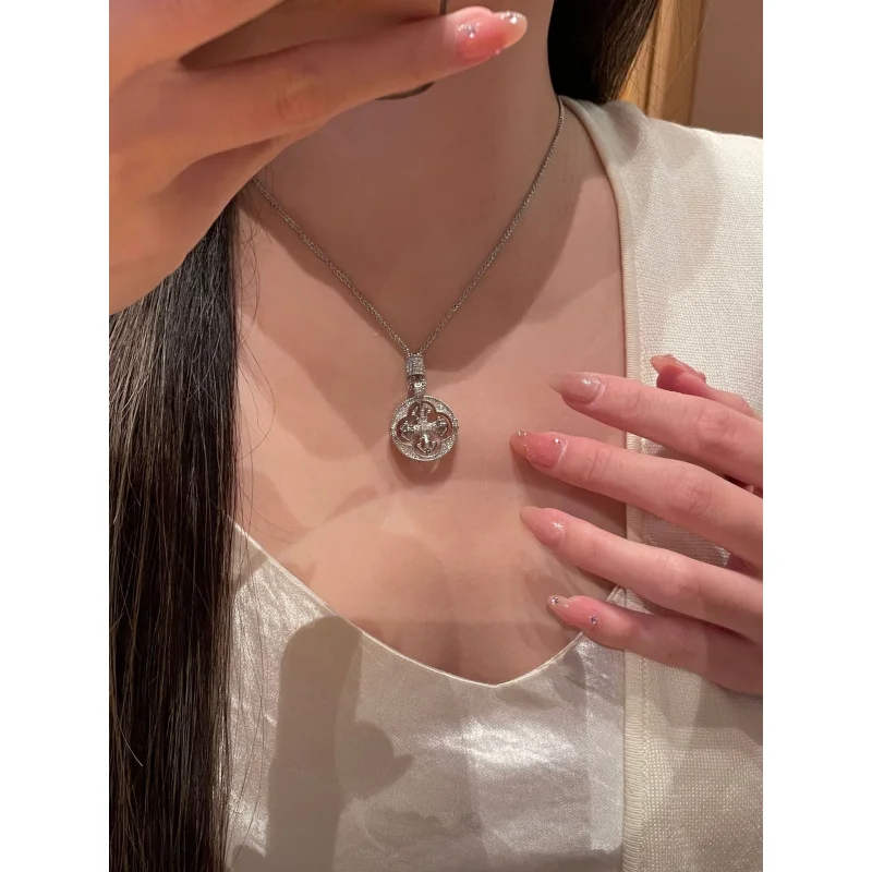 Women's Zircon Rotating Cross Necklace, Elegant Gift