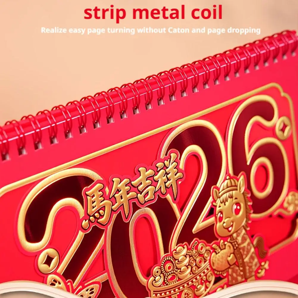 

2026 Festive Chinese-Style Calender Different Meanings Good Fortune and Prosperity Out Desk Calendar Year of Horse Creative