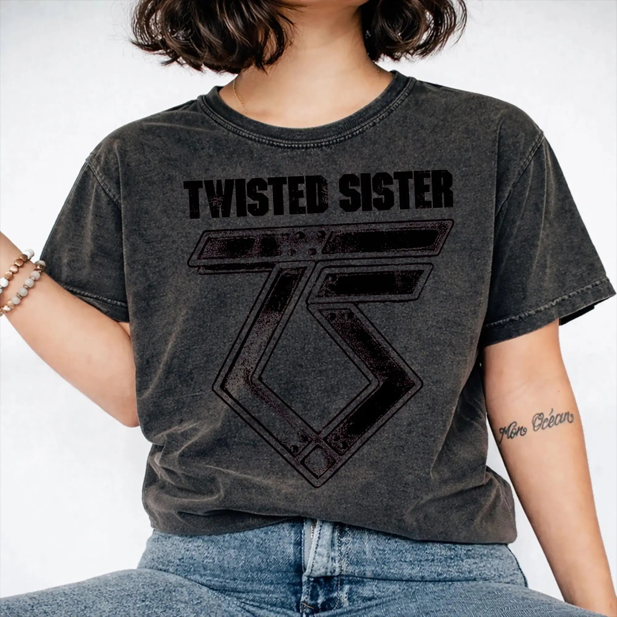 Twisted Sisters metal band Washed T Shirt Streetwear Hip Hop Cool T-Shirt  Tees Men Women Short Sleeve Harajuku