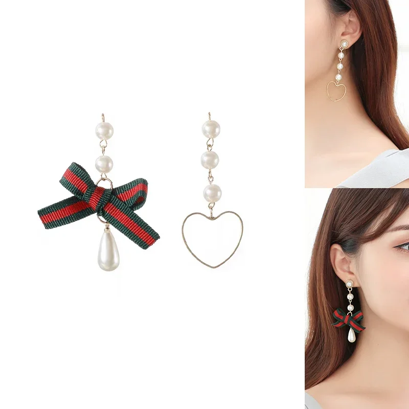 Engood 60Pcs Pearl Bow Heart Rhinestone Button Sewing Trim & Embellishments Craft Buckle for DIY Earring Necklace Pendants Hair