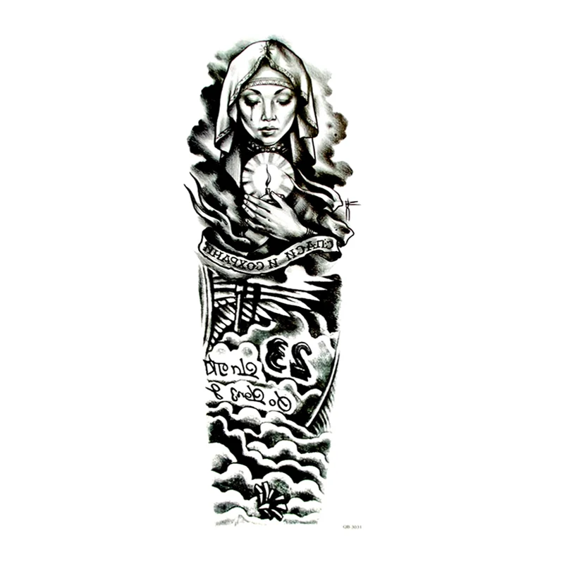 

Crying Prayer Lady Full Arm Waterproof Temporary Tattoo Stickers Tatuajes Temporales Hombre Fake Tattoo Sleeves Tatoo Men