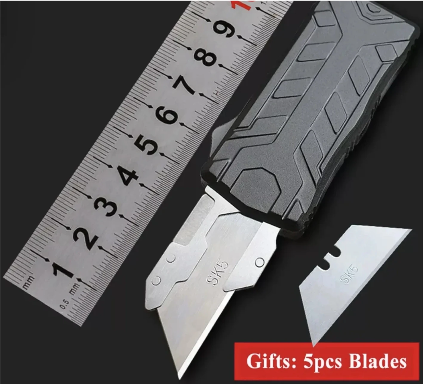 High Quality SK5 Blade Utility Knife Aeronautical Aluminium Handle EDC Outdoor Camping Multitool Tool Paper Cutter Five Blade