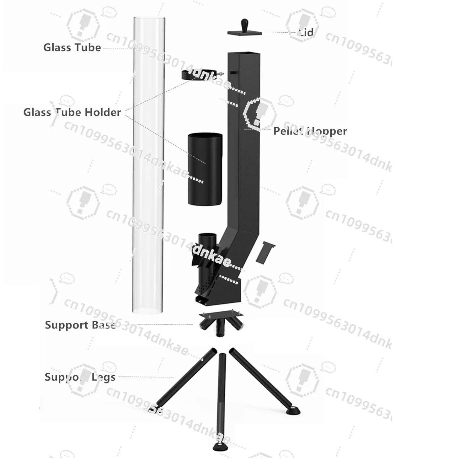 Vertical Wood-burning Rocket Stove, Bazooka, Courtyard Heating Stove, Outdoor Camping, Winter Pellet Stove, Heating Stove