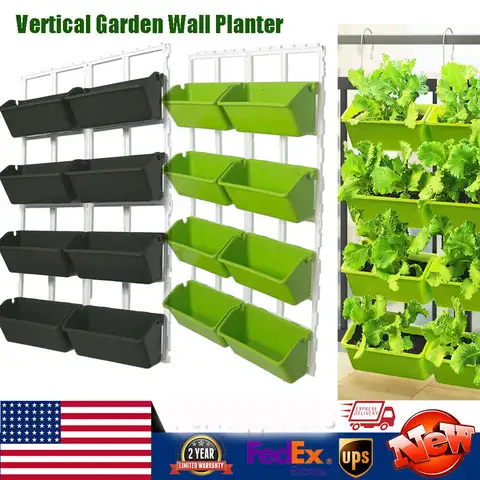 4 Tier Wall-Mounted Elevated Garden Planter Raised Bed Vertical Flowers Pots Plant Container Accessories Flower Garden Supplies