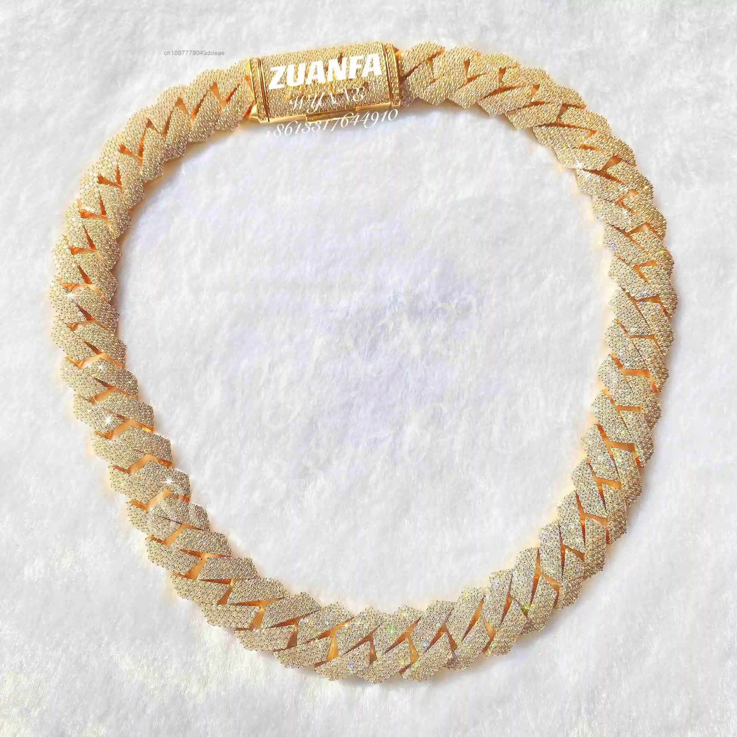 Big 30.56CTW Guy 20mm 4 Row Diamonds 925 Sterling Silver Iced Out Lab Moissanite Diamond Cuban Link Chain..