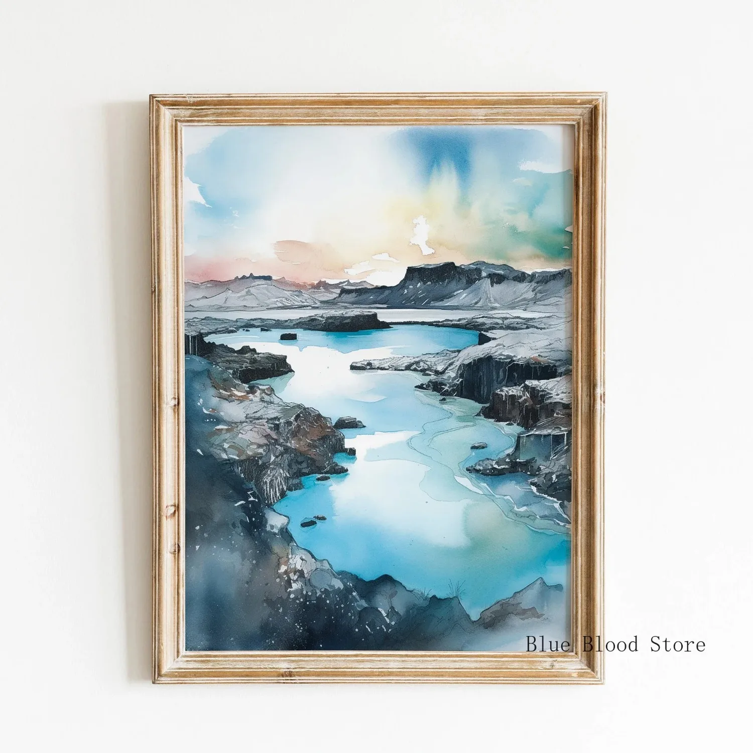 أيسلندا البرية طبيعة المشهد المشارك نهر الجبل البحر شلال قماش جدار ديكور فني للمنزل #4