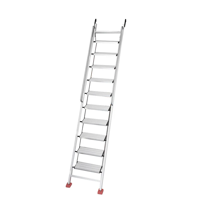 

Household aluminum alloy loft ladder, ten-step escalator, indoor thickened engineering ladder, mobile telescopic