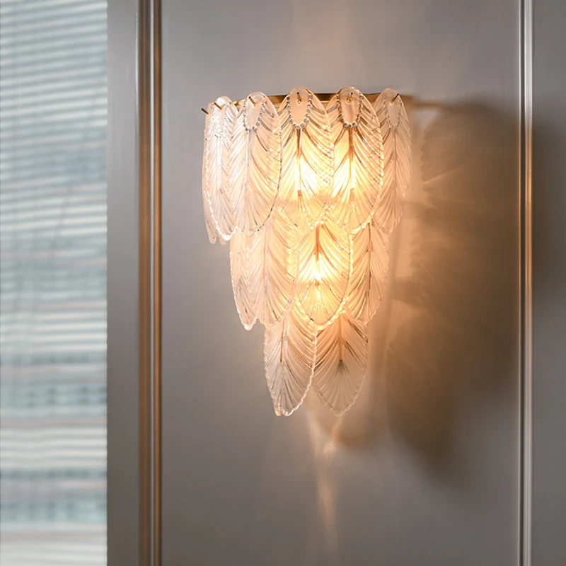 Modern Luxury Feather Wall Lamp for Bedroom Living Room Villa Dining Room Entrance - Designer Background Lighting