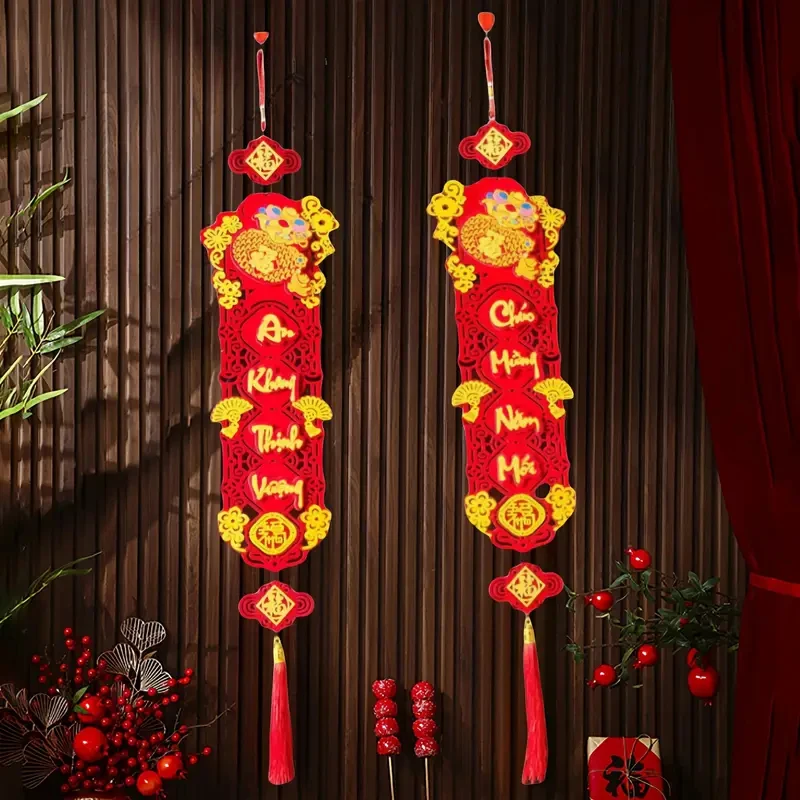 Non-woven Vietnamese Text Tet Decorations Spring Festival Wall Ornament Traditional Lunar New Year Hanging