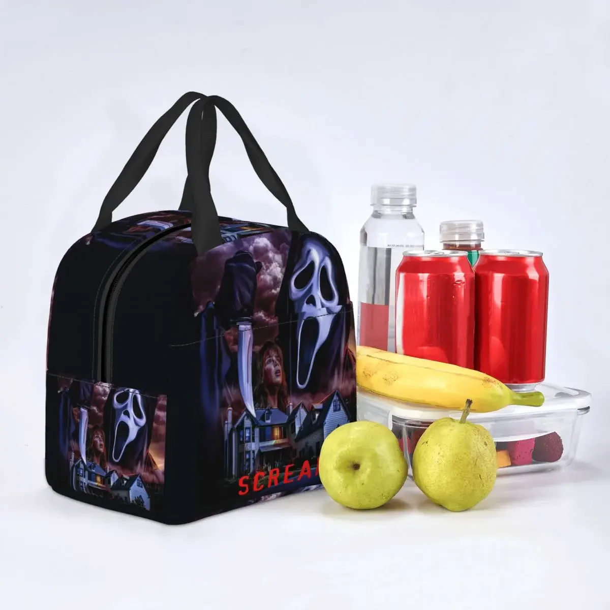 Scream Ghost Killer Portable Lunch Box for Women Waterproof Halloween Horror Movie Thermal Cooler Food Insulated Lunch Bag