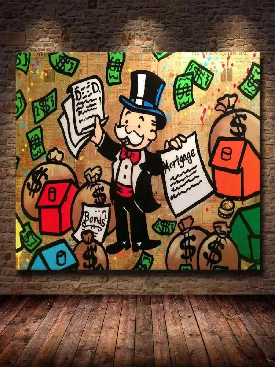 أليك احتكار الأزيز البخيل الدولارات الكتابة على الجدران الشارع الملصقات قماش لوحات ديكور جدار الفن طباعة صور غرفة ديكور المنزل