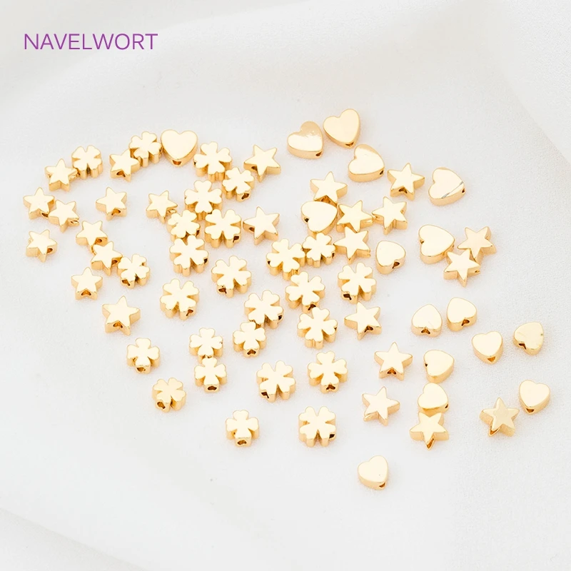 5mm/6mm Heart/Flower/Pentagram Shape Spacer Beads Supplies For DIY Jewellery Bracelet Necklace Making Accessories