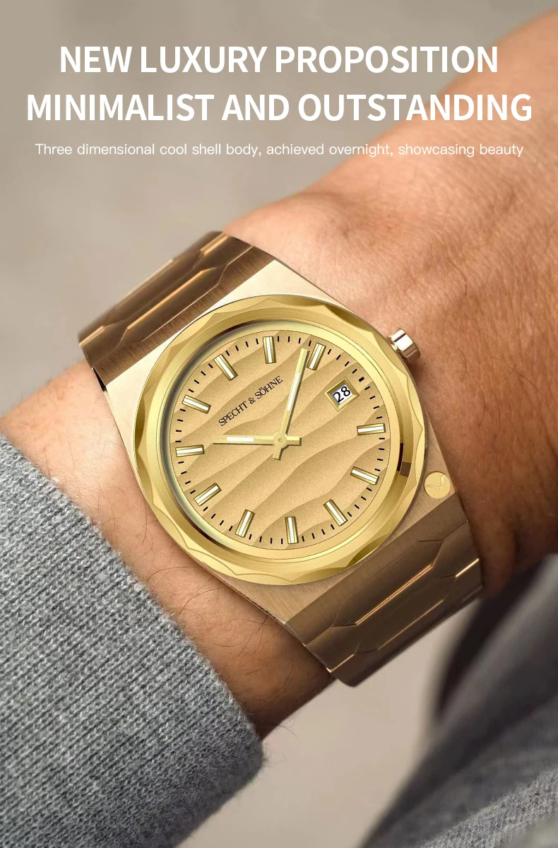 2024 New Arrivals Specht & Söhne 222 Gold Watches For Men Super Slim Steel Sapphire Classic Quartz Watch Relogio Masculino 37MM