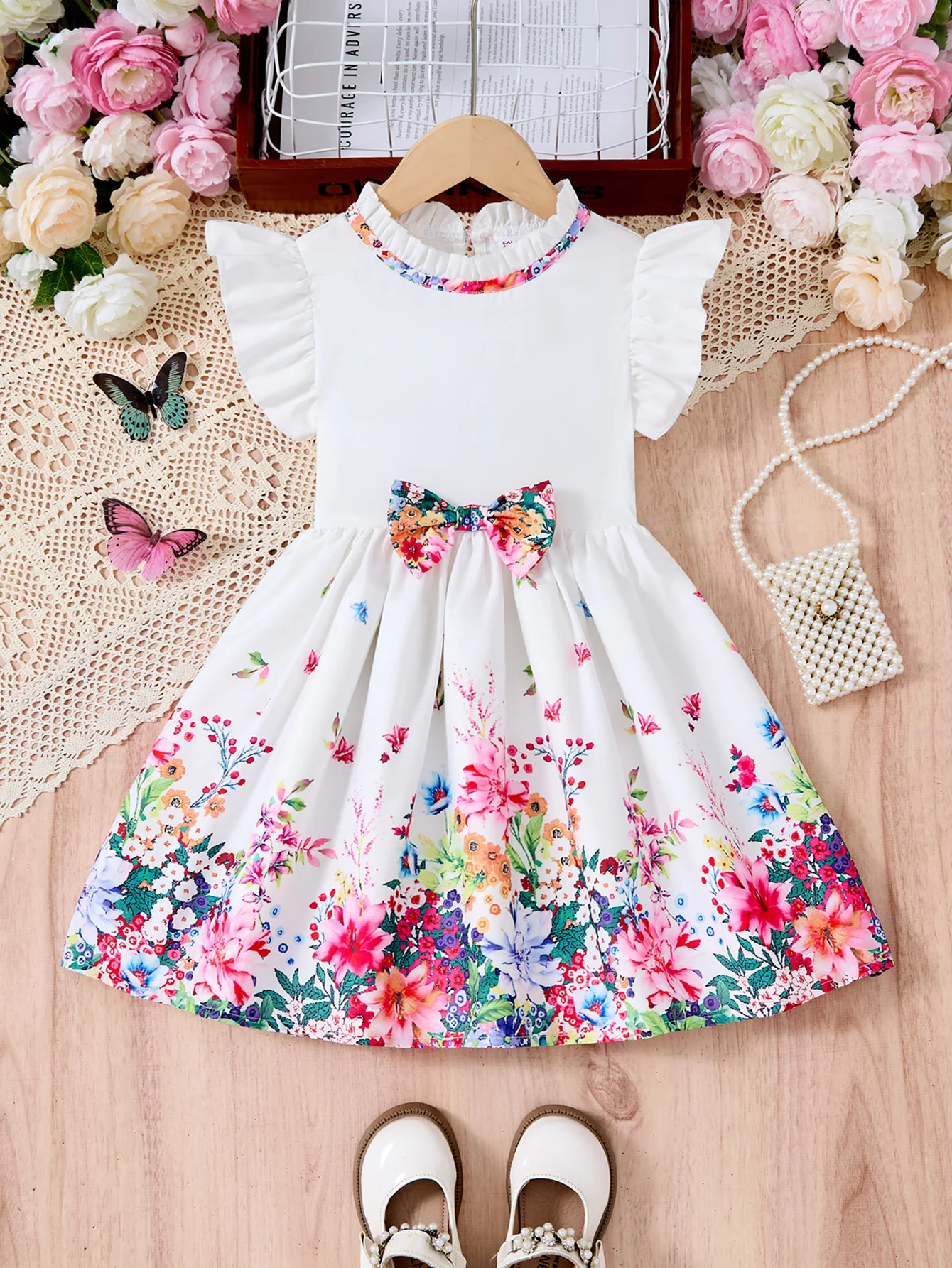 

2025 New Casual Summer Kids Girls White Dress Floral Kids Clothes Baby Girl Princess Dresses Children's Birthday Outfits