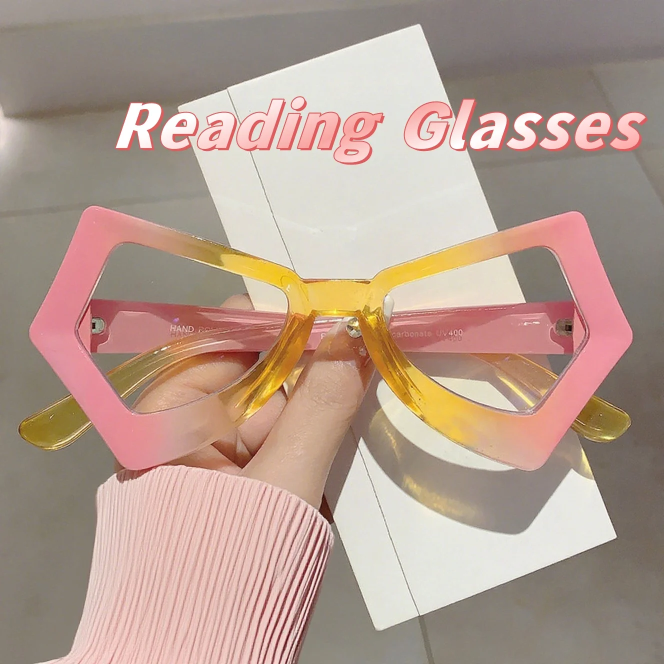 

Anti Blue Light Irregular Large Frame Cat Eye Reading Glasses European and American Butterfly Frame Polygonal Presbyopia Glasses