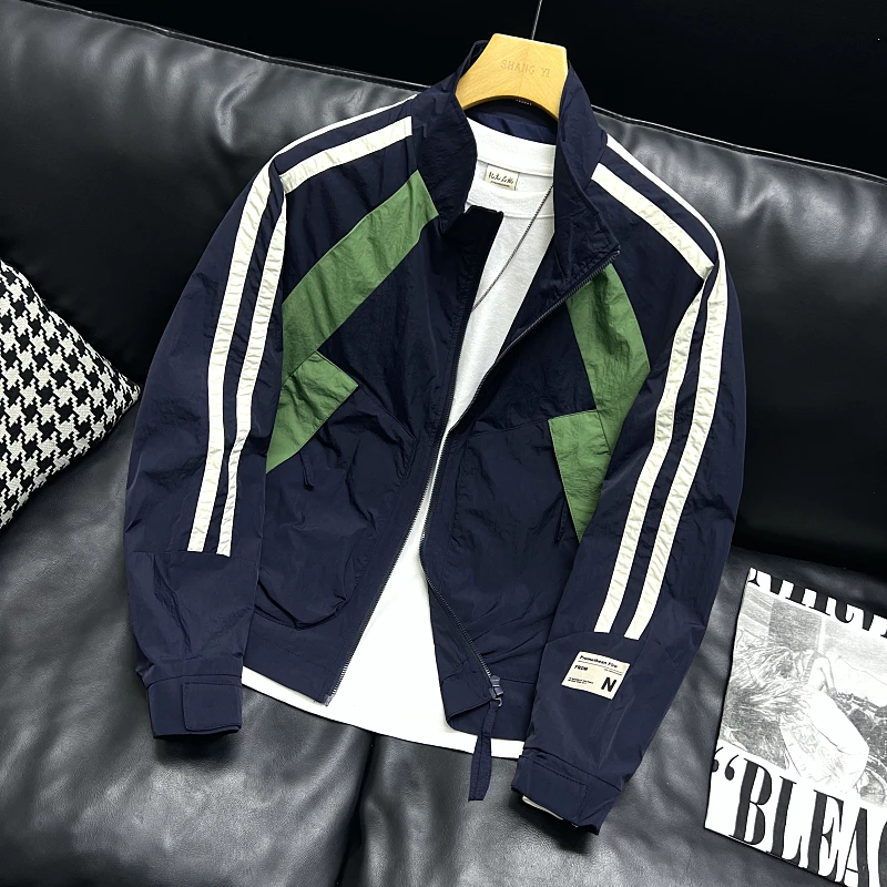 

Trendy Color Blo Jaet Men's Slim Fit Casual Thin Stand Collar Long Sve Zipper Closure Outerwear for Youth All Seasons