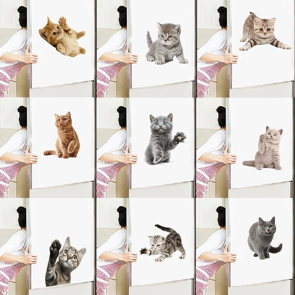 Cute Cat Wall Stickers for Kids Rooms Removable Vinyl Cartoon Animal Kitten Living Room Bedroom Home Decoration Wallpaper Murals