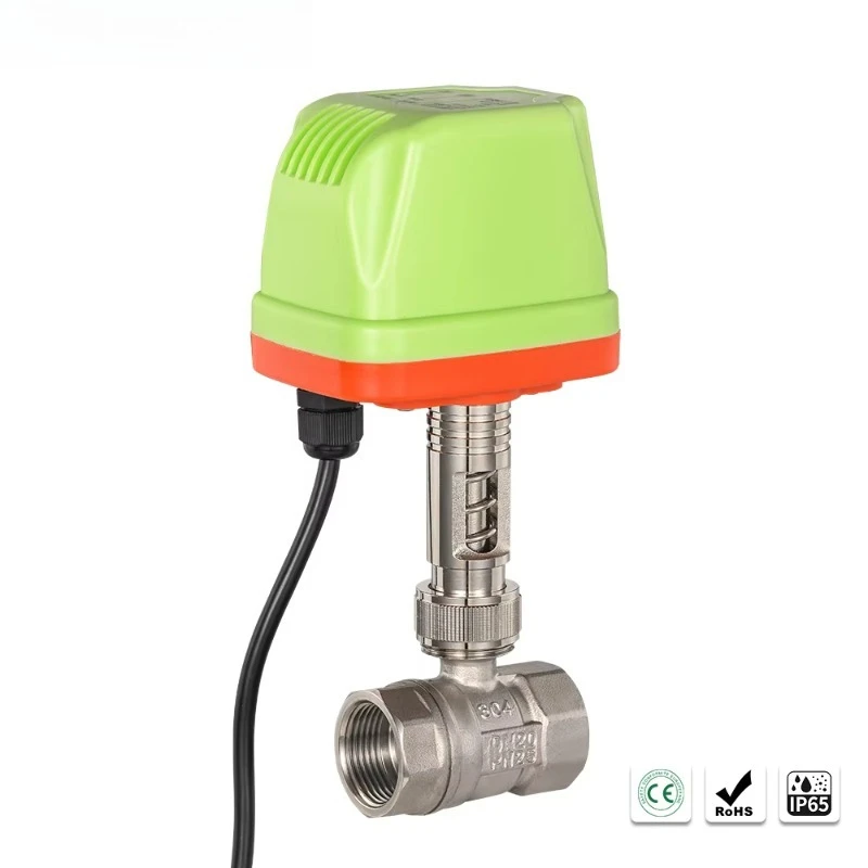 IP65 waterproof brass/304 stainless steel electric three-way ball valve DN15 DN20 DN25 PN40 high pressure electric water valve