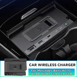 Car Wireless Charger For Mercedes Benz AMG A35L A200 /B/GLB CLA/GLA Charger AMG W177 W247 X247 Phone Holder Fast Charging Plate