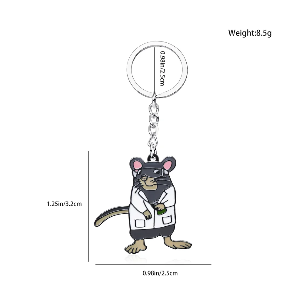 Harong New Lab Rat Keychain Cute Fashion Scientific Enamel Pendant for Chemistry Biology Student Teacher Jewelry Gift