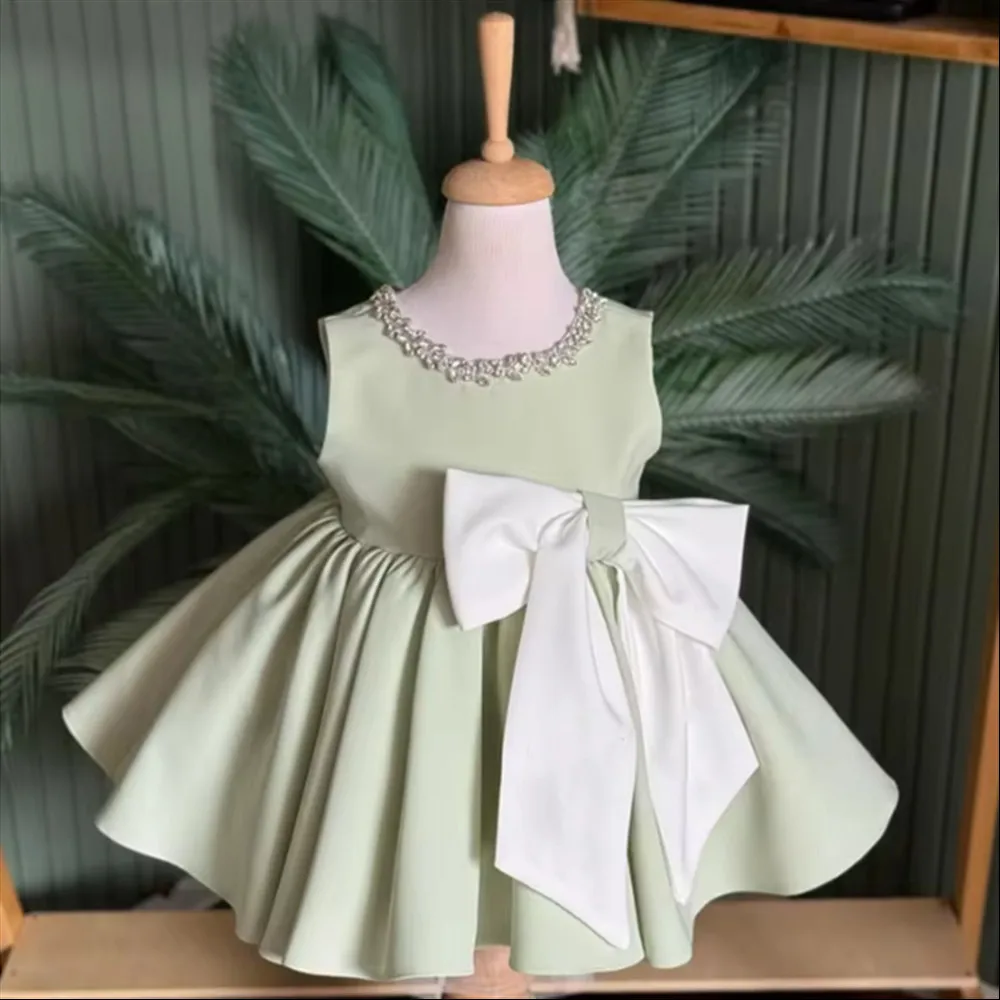 elegant-sage-green-sleeveless-flower-girl-dress-satin-fluffy-beaded-with-bow-princess-wedding-birthday-party-holiday-gowns