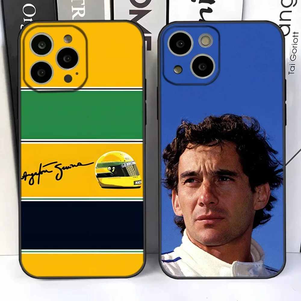 

F1 Ayrton Tacing Driver Senna Phone Case For iPhone 15,14,13,12,11 Plus,Pro,Max,XR,XS,X,7,8 Plus,SE,Mini Silicone Soft