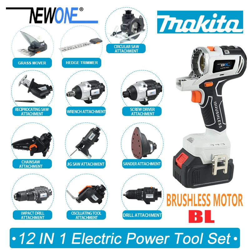 Motosserra Multi Ferramenta sem Escova Broca Oscilante Serra Alternativa e Circular Compatível para Makita 18v em 10 12-in1