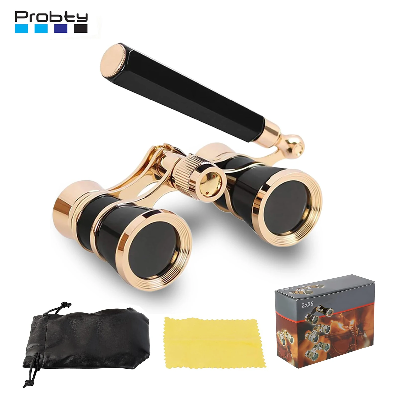 Probty Opern-Fernglas 3X25 Theaterbrille Mini-Fernglas Kompakt mit Griff für Erwachsene Frauen bei Musikkonzerten