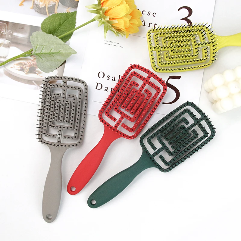 Women's Exclusive New Massage Comb Plastic Arc Hollow Fluffy Styling Bone Comb for Enhanced Hair Care And Grooming