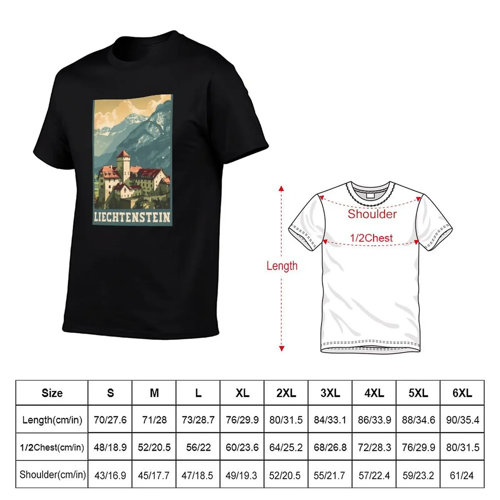 Liechtenstein Vaduz Castle Travel Art T-Shirt custom shirt vintage graphic tee outfits for men