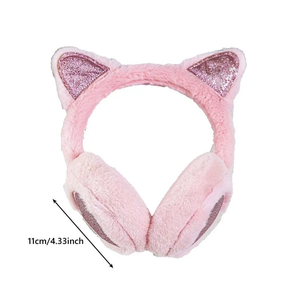 Doce amor gato orelha Earmuffs, Mantenha quente macio peludo orelha aquecedores, Outdoor inverno Ear Covers, Acessórios Headband dobrável