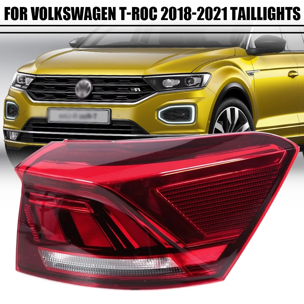 LED Rear Tail Light For Volkswagen VW T-ROC 2018 2019 2020 2021 Car Signal Brake Lamp Bumper Warning Light