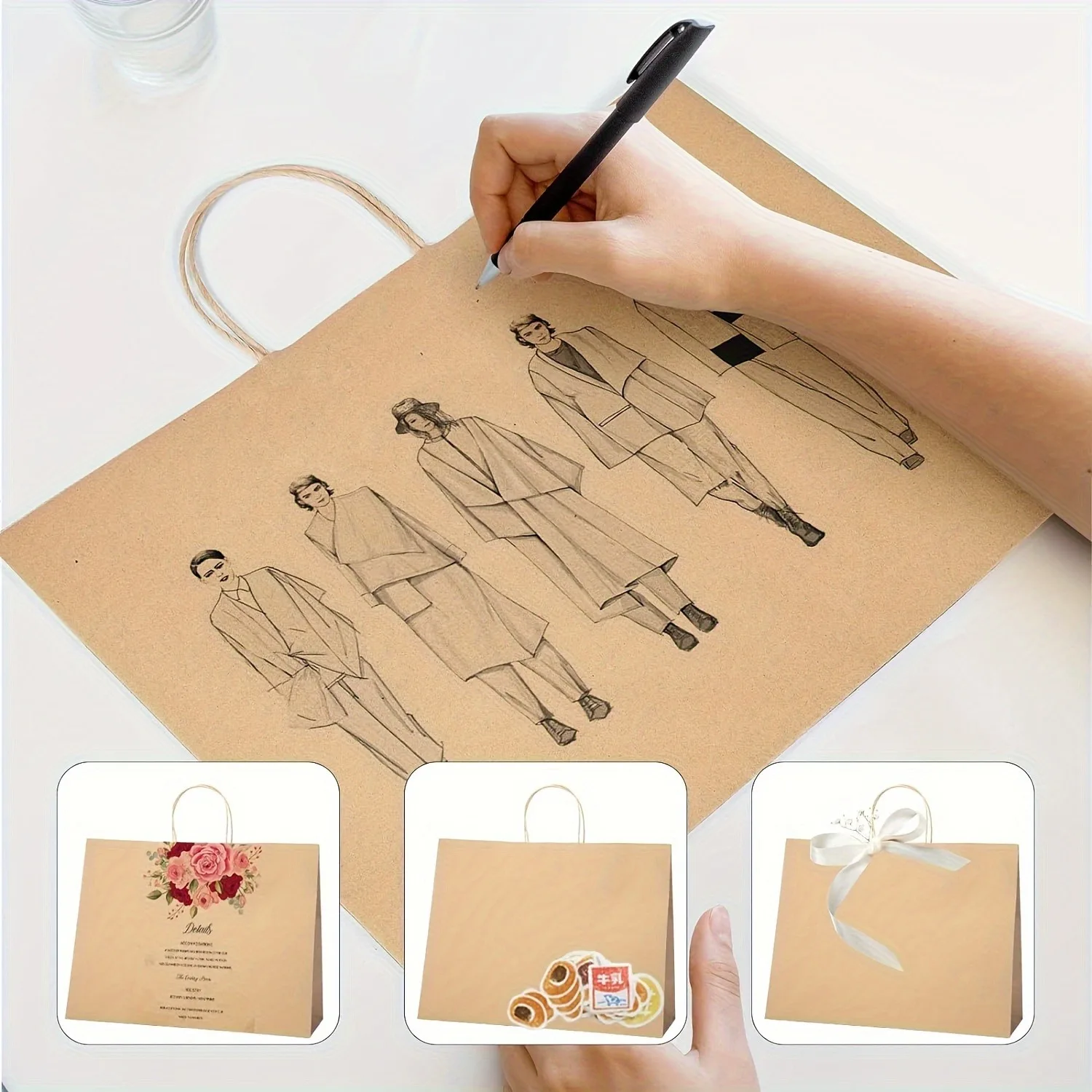 20 sacchetti regalo grandi in carta kraft con manici, sacchetti per la spesa ecologici per confezioni regalo per feste, matrimoni, compleanni
